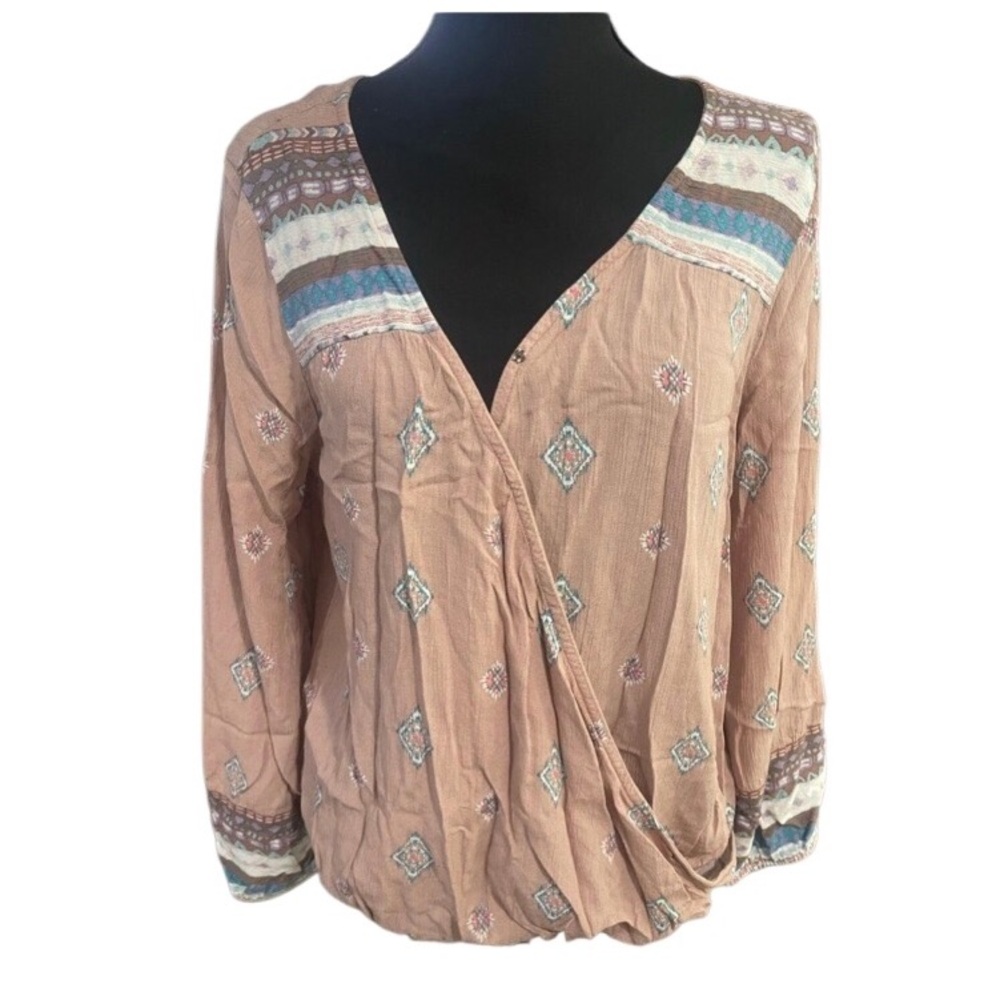 Mudd Pink Wrap Blouse Relaxed Style